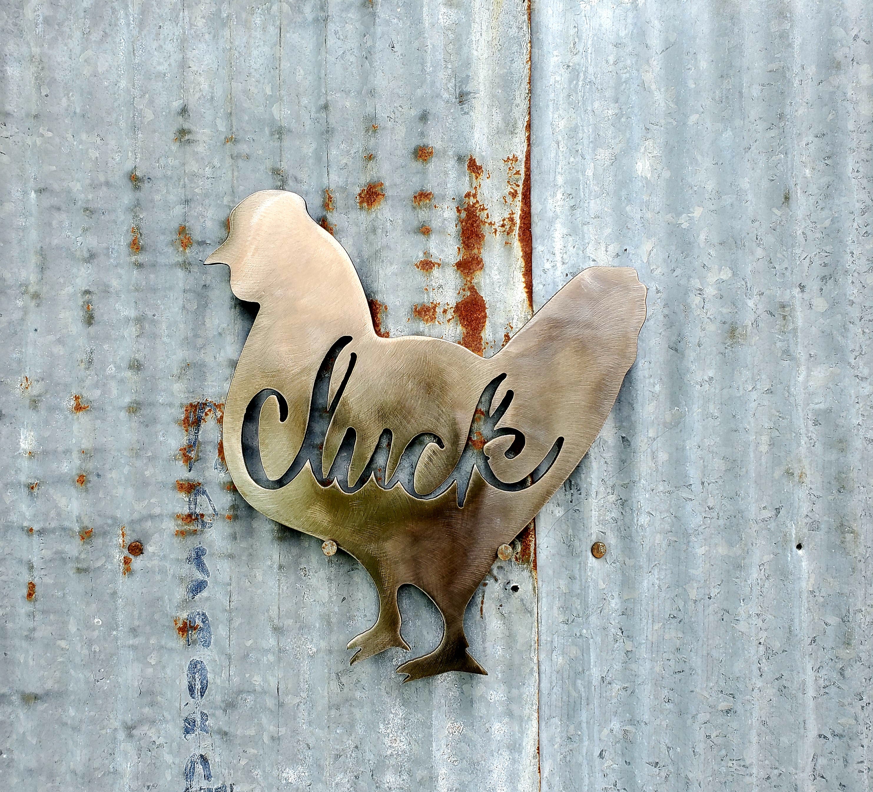 Cluck Chicken Metal Farmhouse Sign