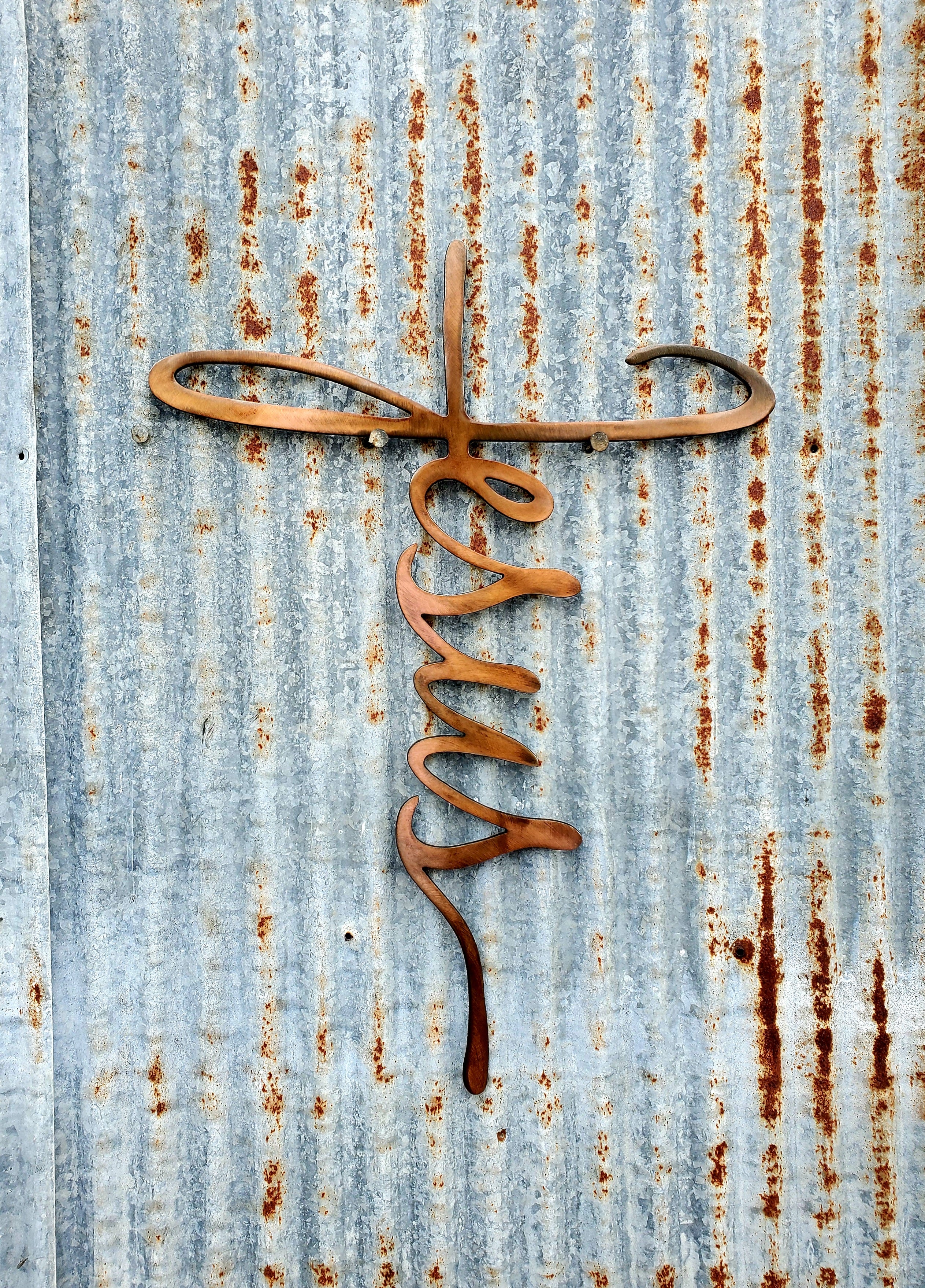 Jesus Cross Metal Sign Art