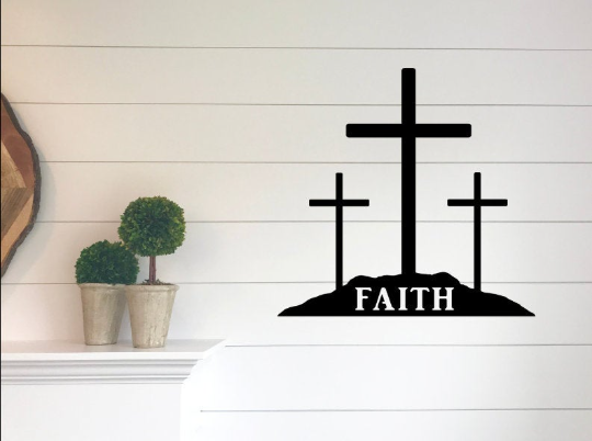 LAG Metal Worx. 3  cross faith metal home decor sign. Metal Sign. Gifts for. Bible verse
