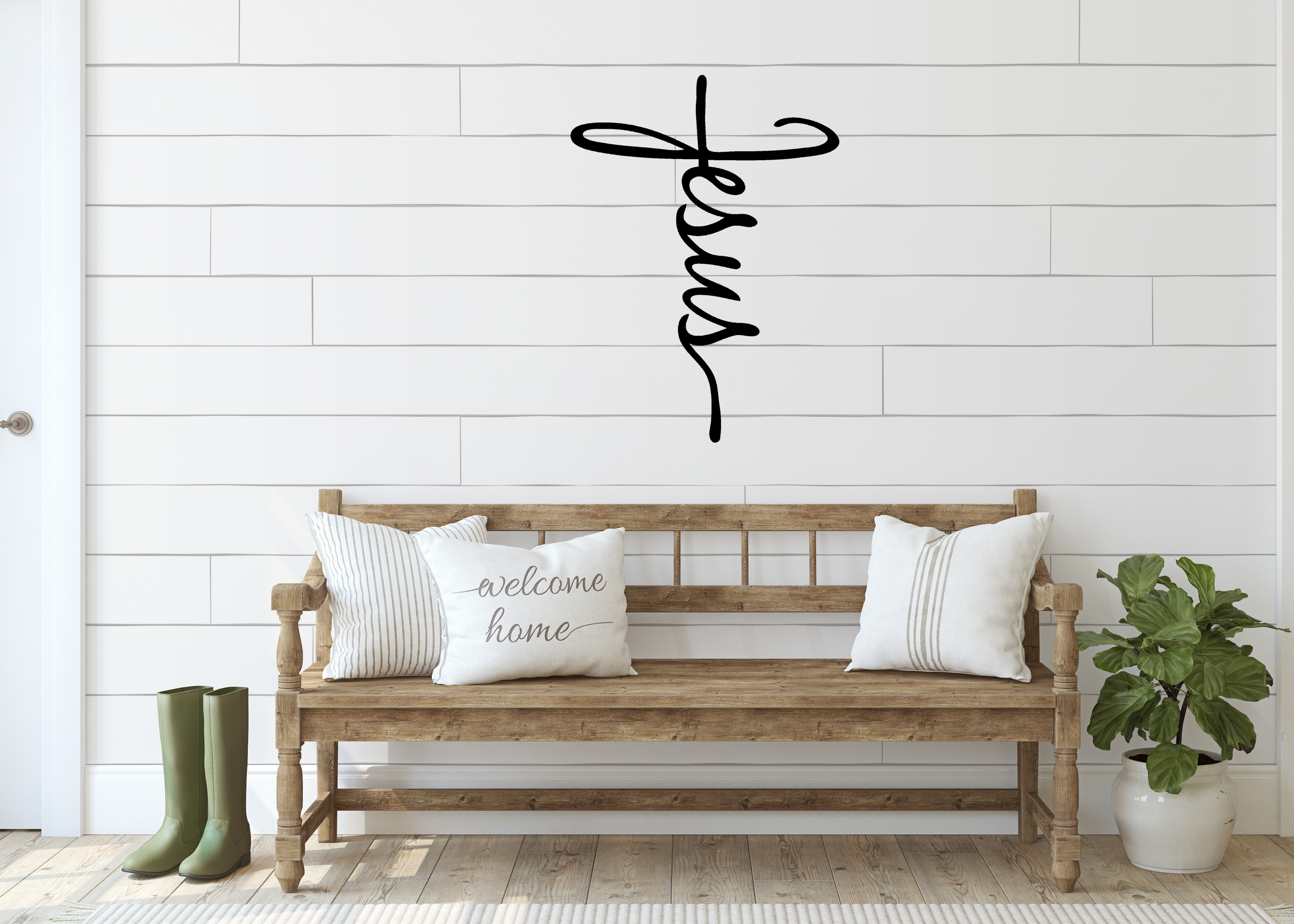 Jesus Cross Metal Sign Art