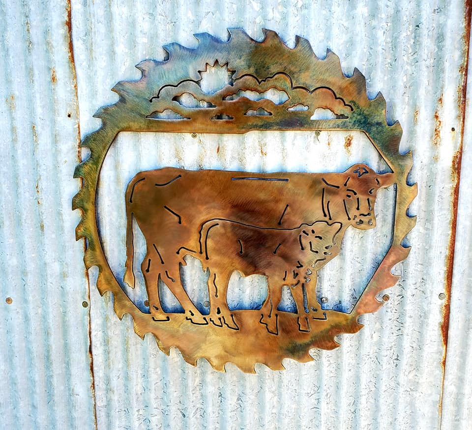 Cow Calf Sawblade – Farm & Ranch Metal Wall Art