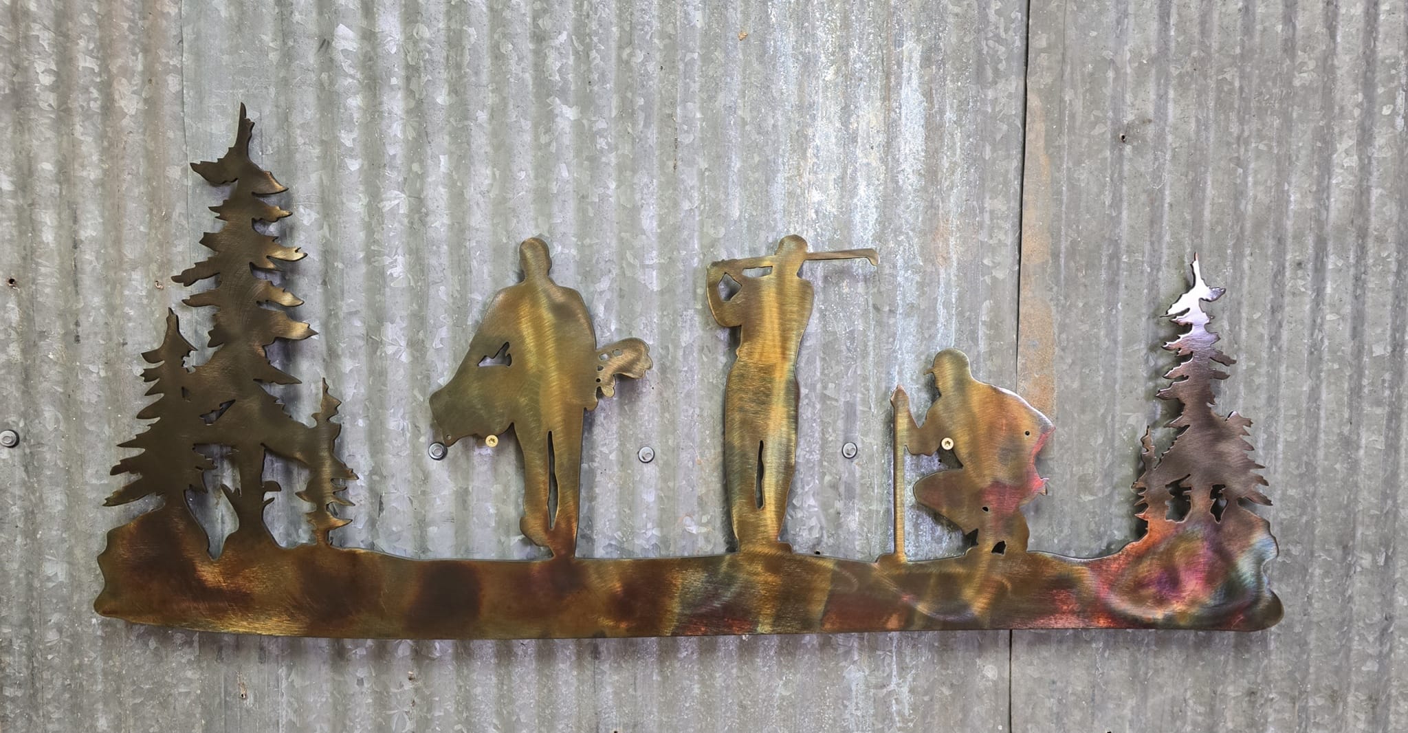 3 Golfer Scene – Metal Wall Art for Golf Lovers