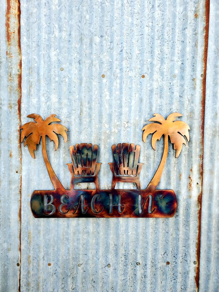 Beach "N" Sign with Palm Trees