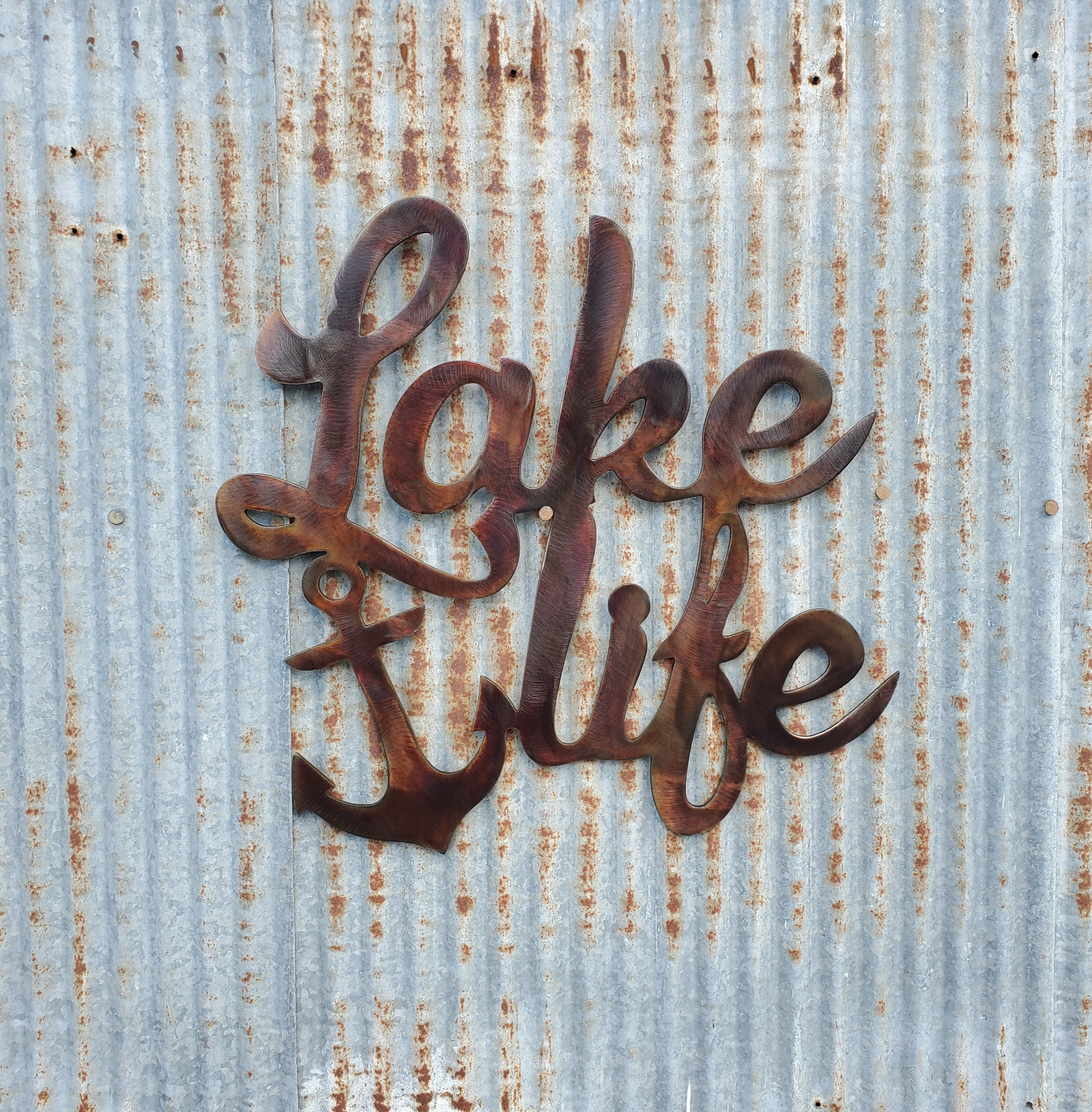 Lake Life with Anchor Beautiful Solid Steel Home Decor Metal Art Wall Sign - LAG Metal Worx